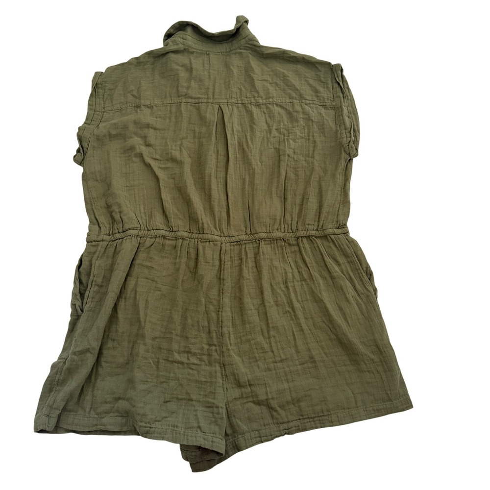 Old Navy Womens 2X  Green Cotton Gauze Drawstring Romper Coastal Lightweight - Picture 3 of 7